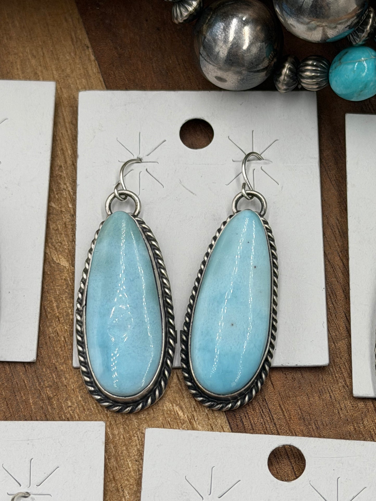 Larimar Earrings #811-15 by Chassity Belone, Navajo