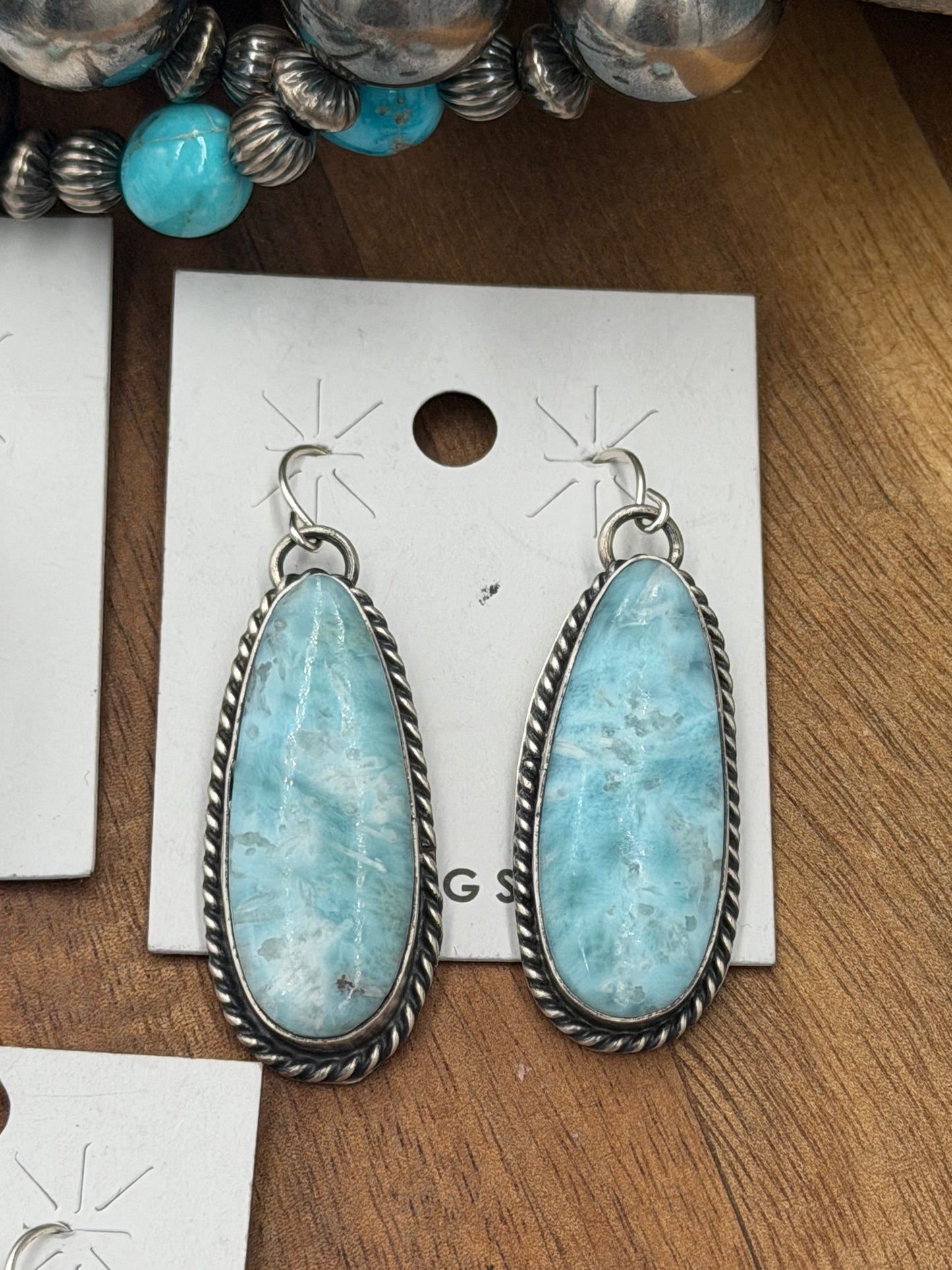 Larimar Earrings #811-15 by Chassity Belone, Navajo