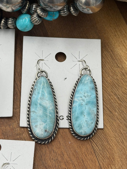 Larimar Earrings #811-15 by Chassity Belone, Navajo