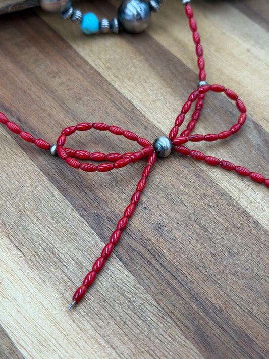 Dyed Coral Bow Necklace
