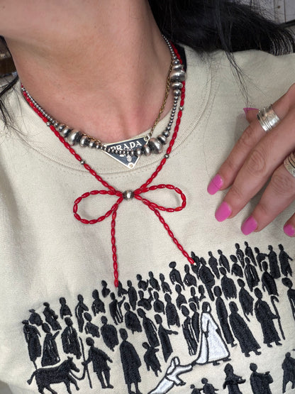 Dyed Coral Bow Necklace