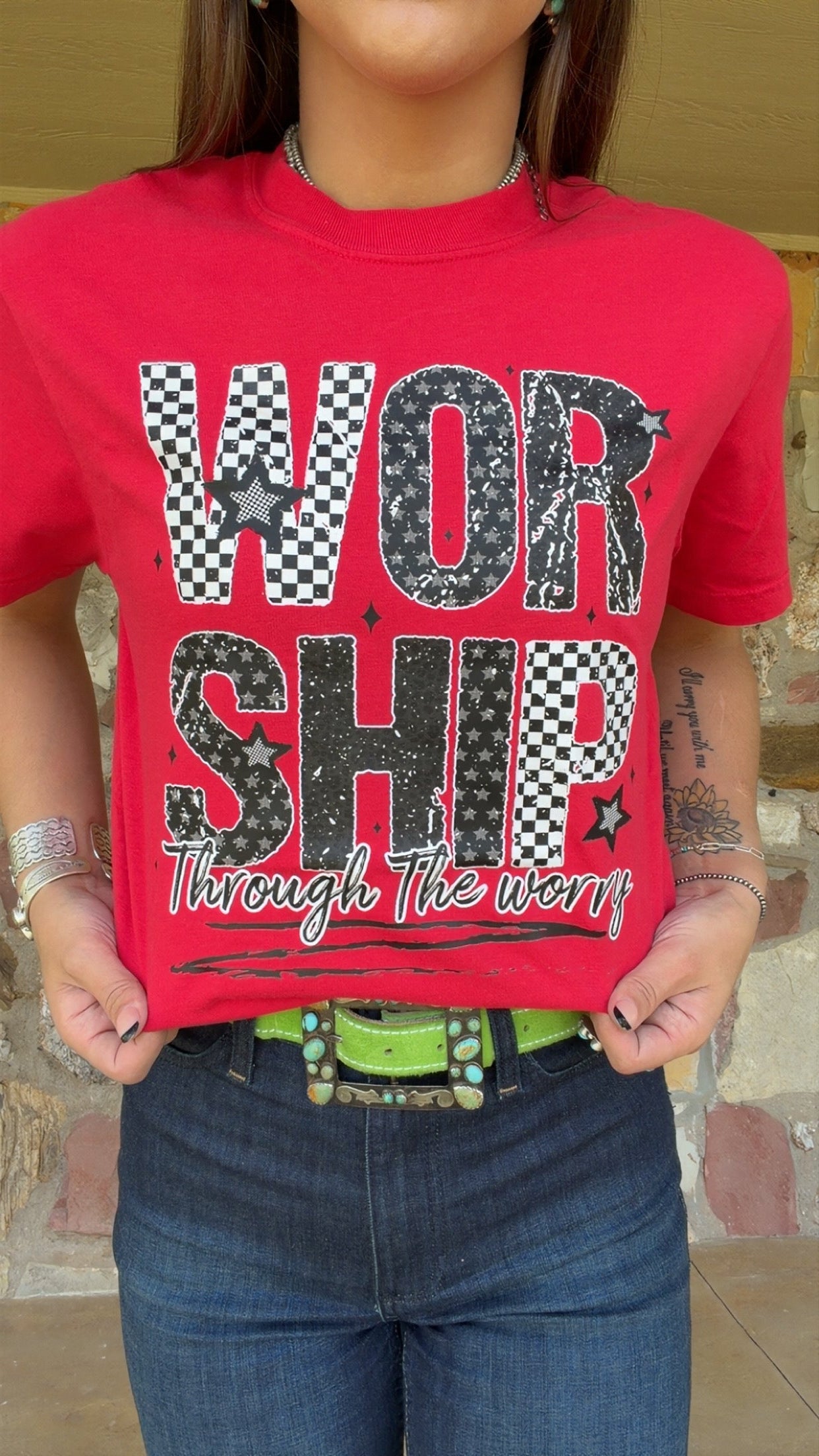 Made to Worship Checkered Tee