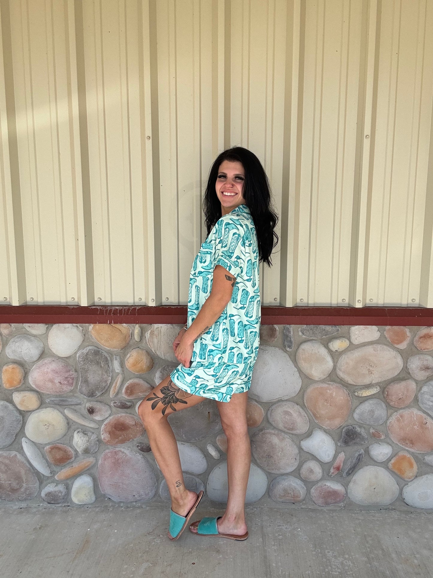 Turquoise Boot Set Regular and Plus size