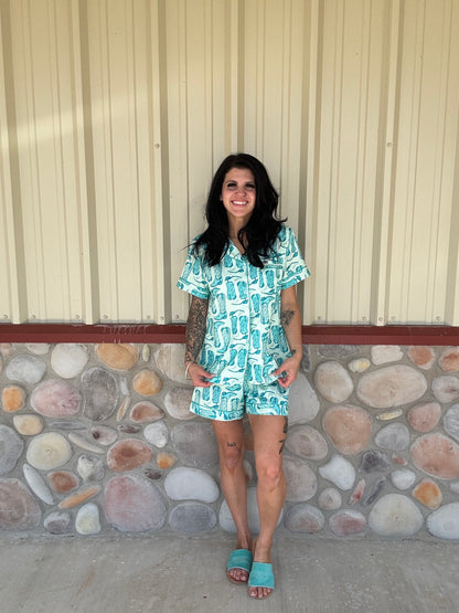 Turquoise Boot Set Regular and Plus size