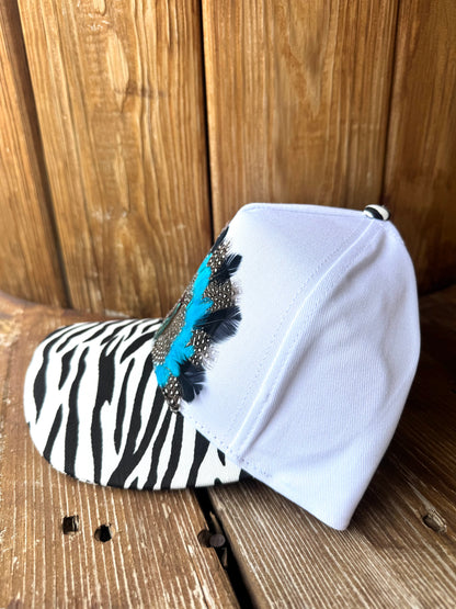 Zebra Feather Trucker