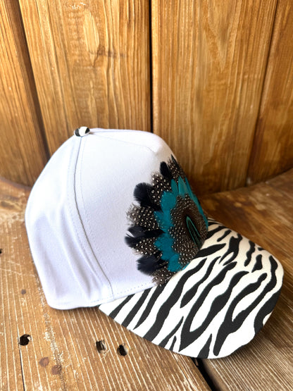 Zebra Feather Trucker