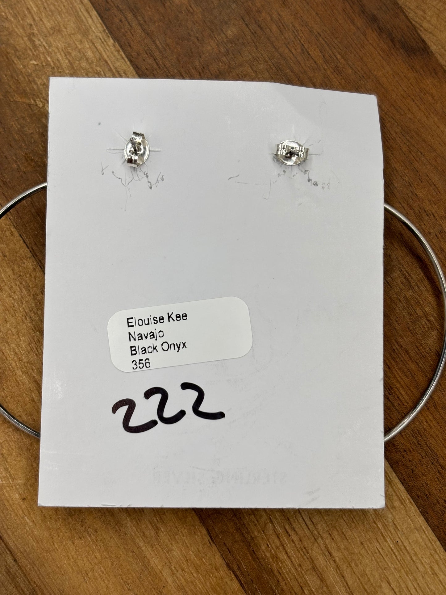 Black Onyx Hoop Earrings by Elouise Kee, Navajo