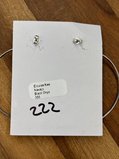 Black Onyx Hoop Earrings by Elouise Kee, Navajo