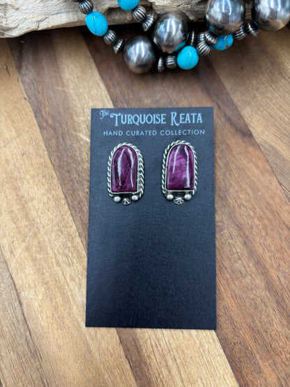Purple Spiny #826-8A Earrings by Chassity Belone, Navajo