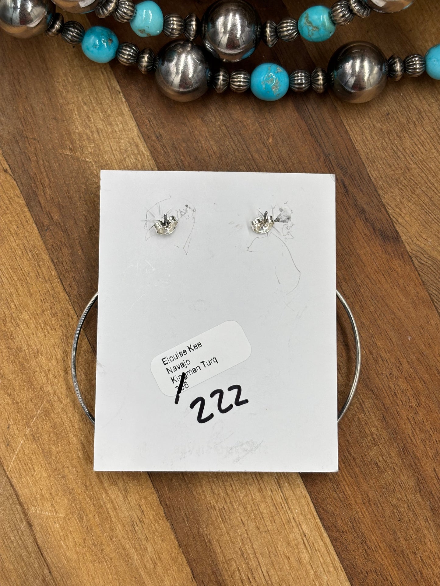 Kingman Turquoise Hoop #1 Earrings by Elouise Kee, Navajo