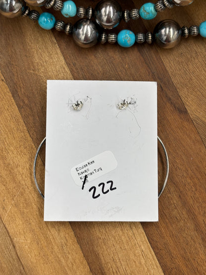 Kingman Turquoise Hoop #1 Earrings by Elouise Kee, Navajo