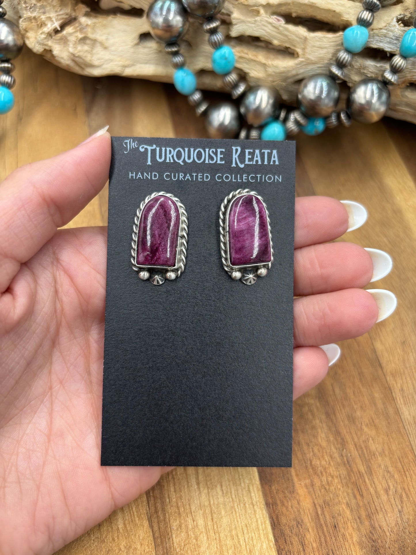 Purple Spiny #826-8A Earrings by Chassity Belone, Navajo