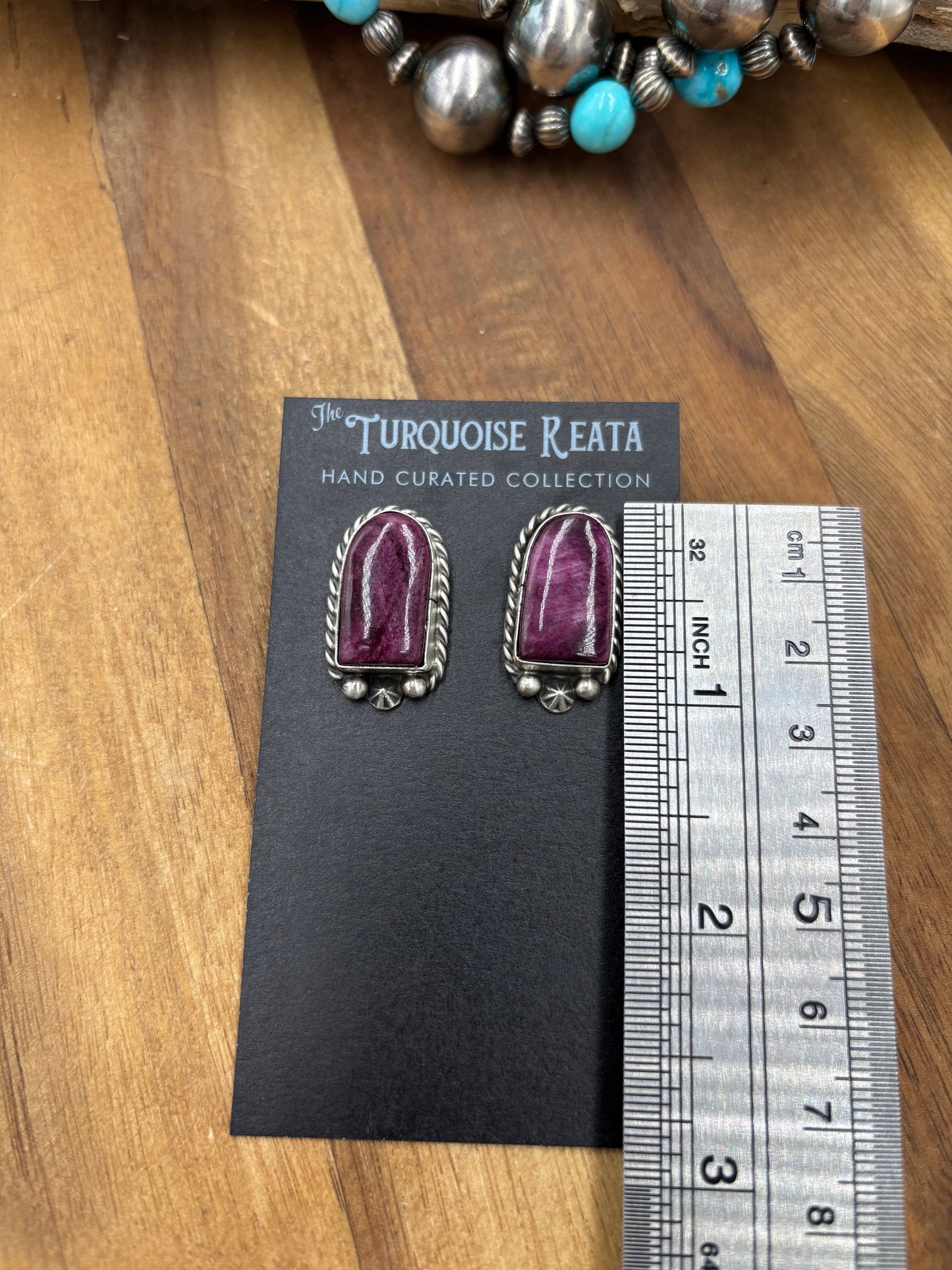 Purple Spiny #826-8A Earrings by Chassity Belone, Navajo