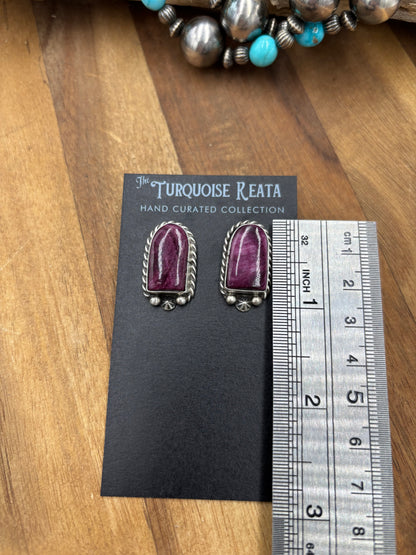 Purple Spiny #826-8A Earrings by Chassity Belone, Navajo