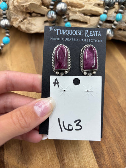 Purple Spiny #826-8A Earrings by Chassity Belone, Navajo