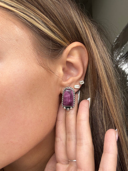 Purple Spiny #826-8A Earrings by Chassity Belone, Navajo