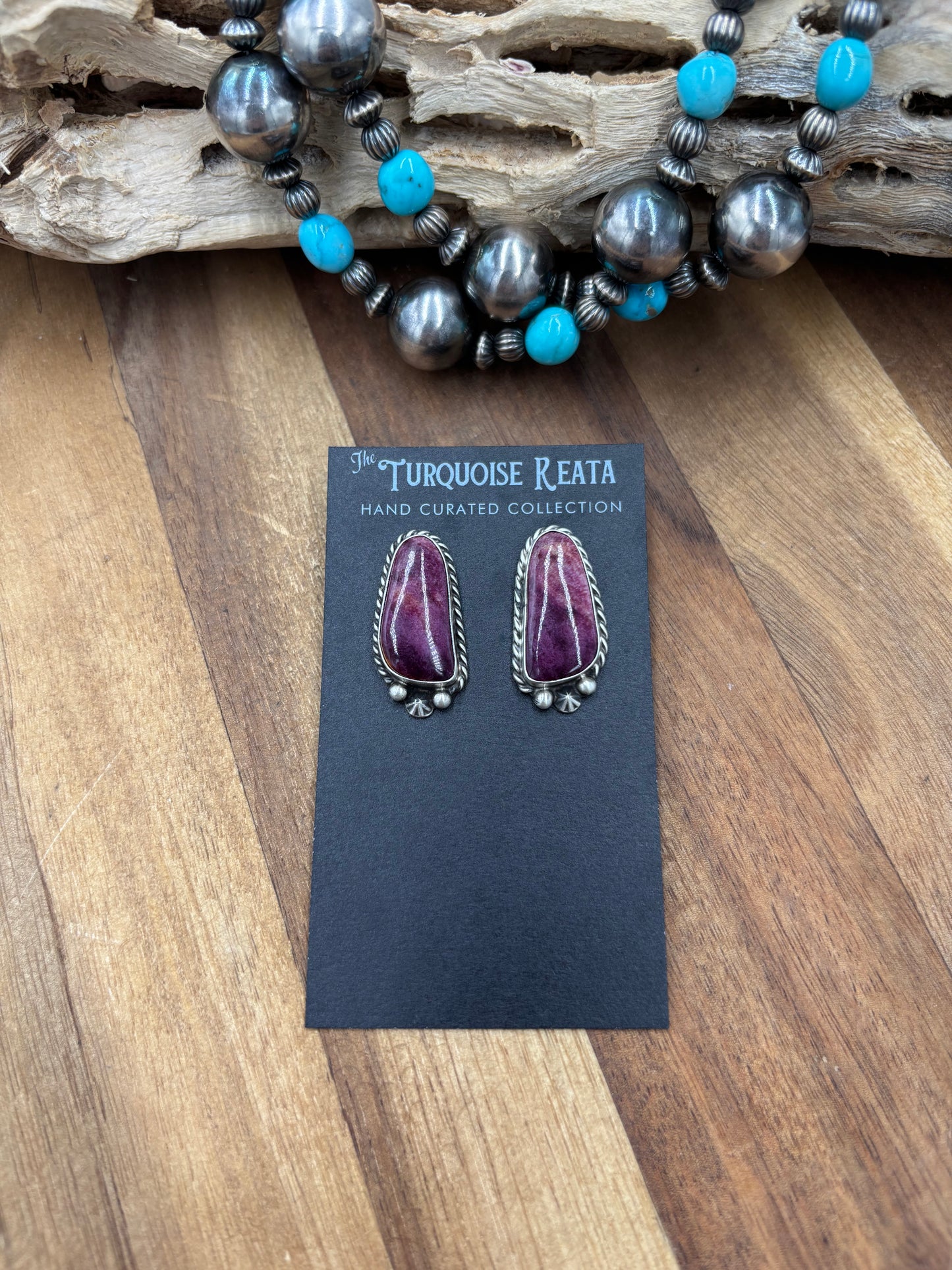 Purple Spiny #826-8B Earrings by Chassity Belone, Navajo