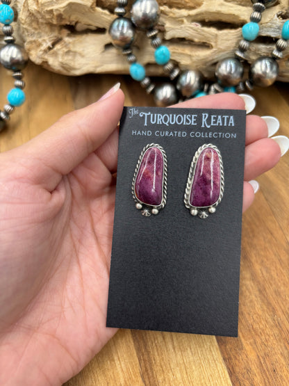 Purple Spiny #826-8B Earrings by Chassity Belone, Navajo