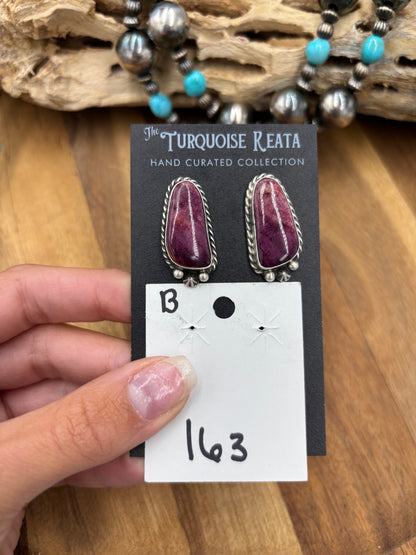 Purple Spiny #826-8B Earrings by Chassity Belone, Navajo