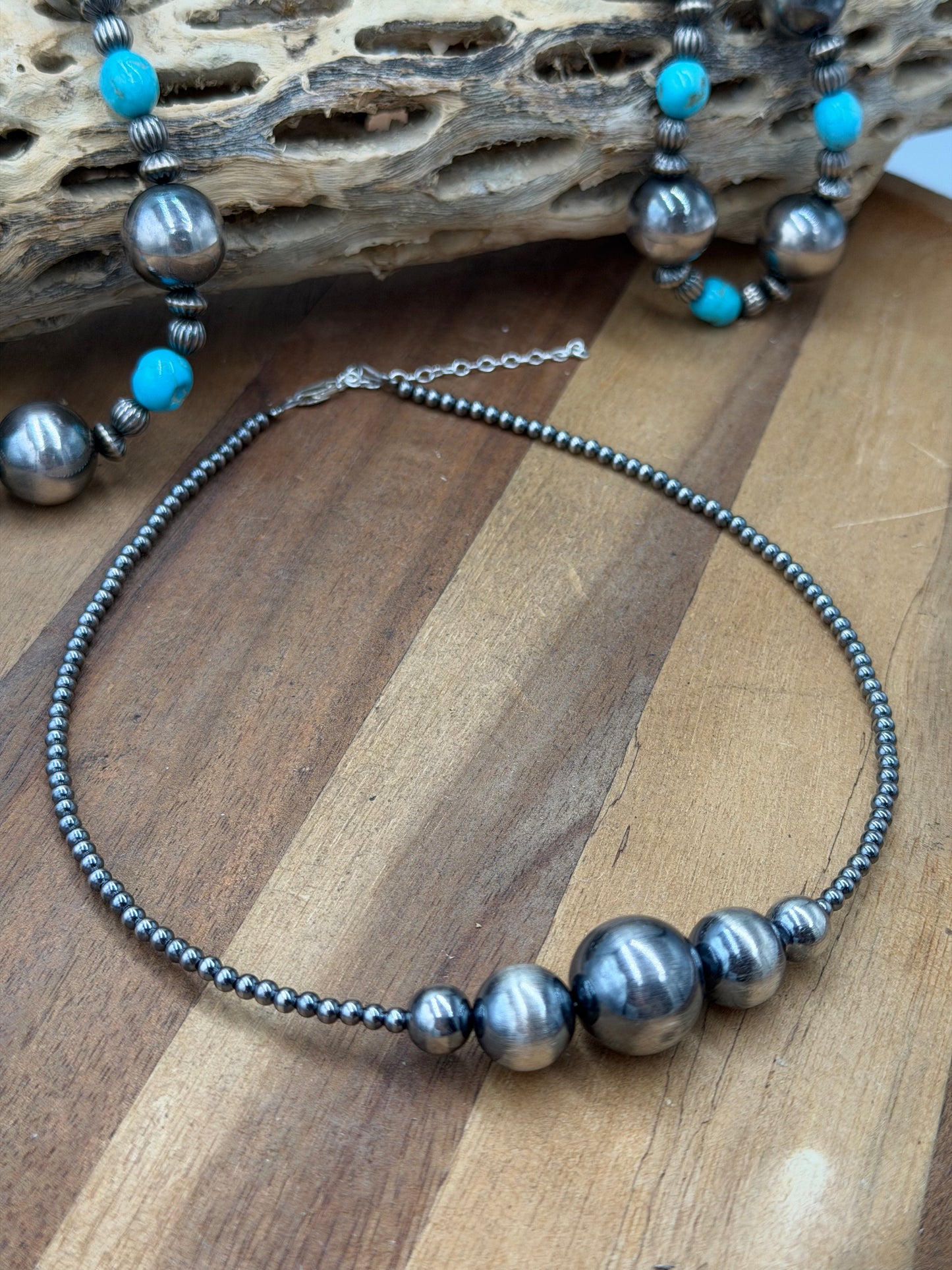 Coco Stacker 15" Graduated Sterling Silver Pearl Necklace