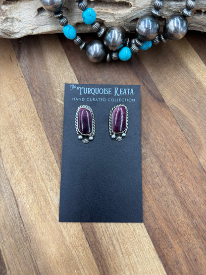 Purple Spiny #826-8C Earrings by Chassity Belone, Navajo