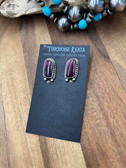 Purple Spiny #826-8C Earrings by Chassity Belone, Navajo