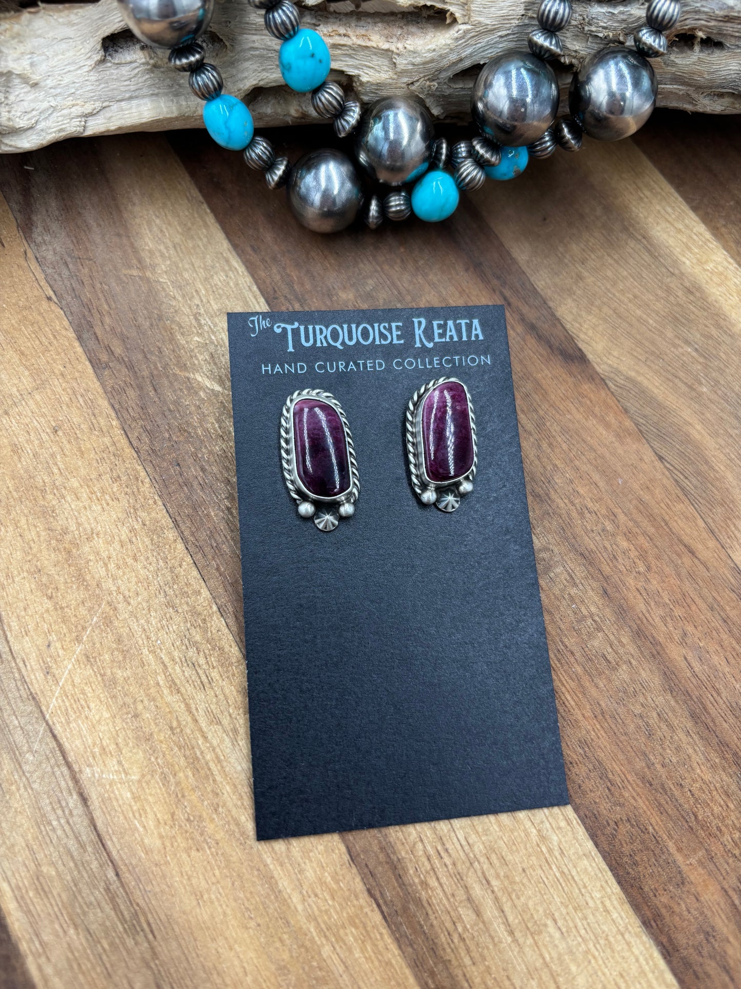 Purple Spiny #826-8C Earrings by Chassity Belone, Navajo