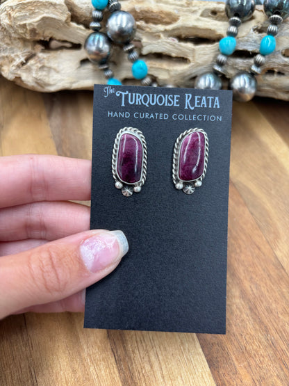 Purple Spiny #826-8C Earrings by Chassity Belone, Navajo