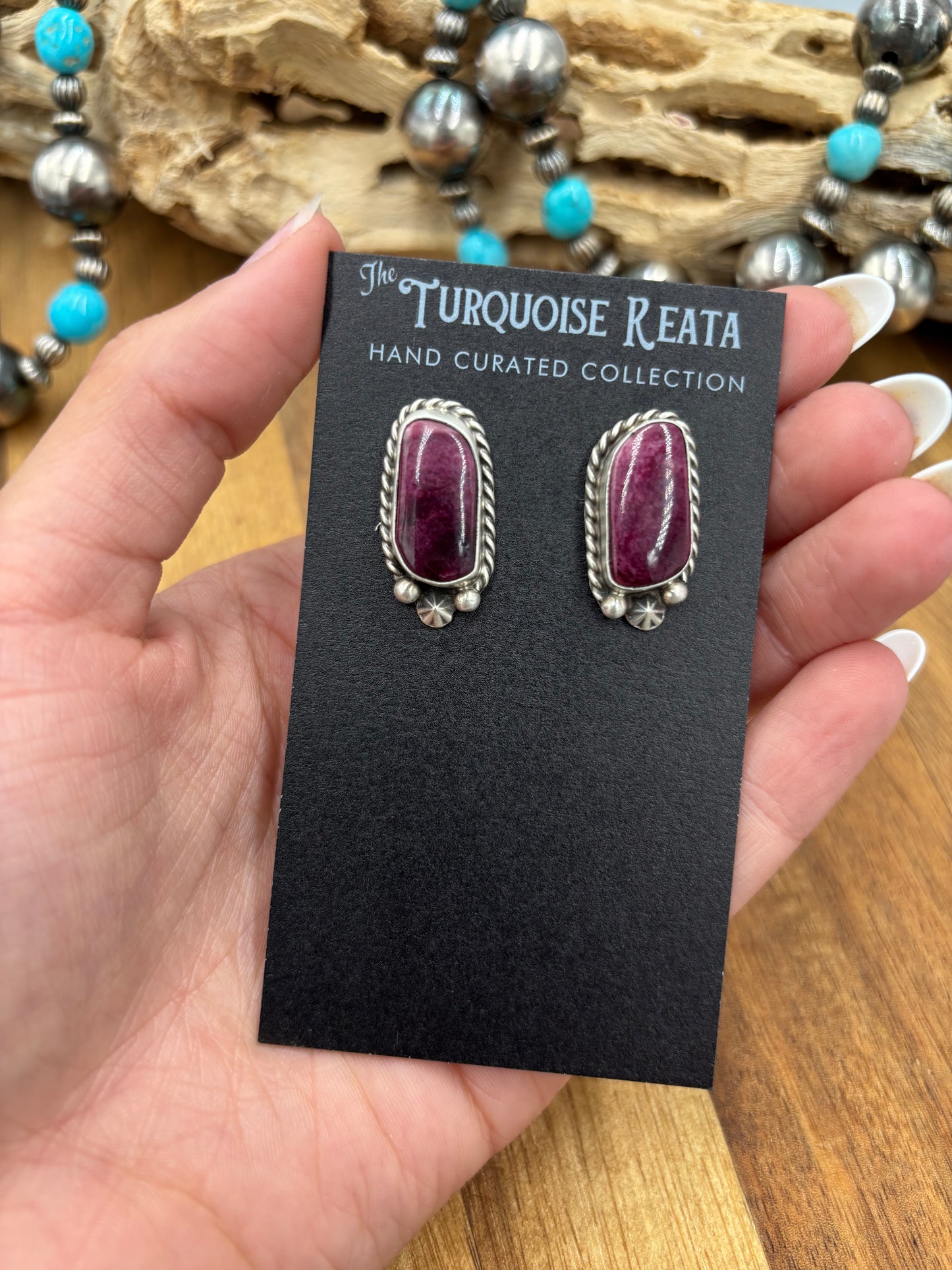 Purple Spiny #826-8C Earrings by Chassity Belone, Navajo