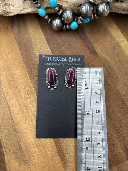 Purple Spiny #826-8C Earrings by Chassity Belone, Navajo