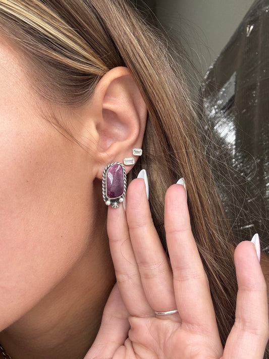 Purple Spiny #826-8C Earrings by Chassity Belone, Navajo