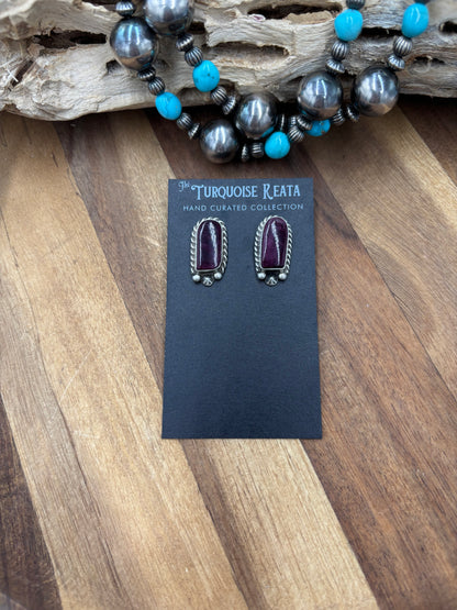 Purple Spiny #826-8D Earrings by Chassity Belone, Navajo