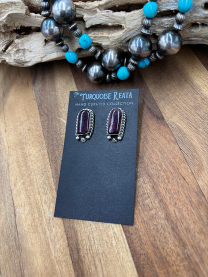 Purple Spiny #826-8D Earrings by Chassity Belone, Navajo