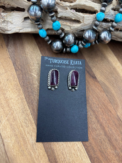 Purple Spiny #826-8D Earrings by Chassity Belone, Navajo