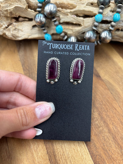 Purple Spiny #826-8D Earrings by Chassity Belone, Navajo