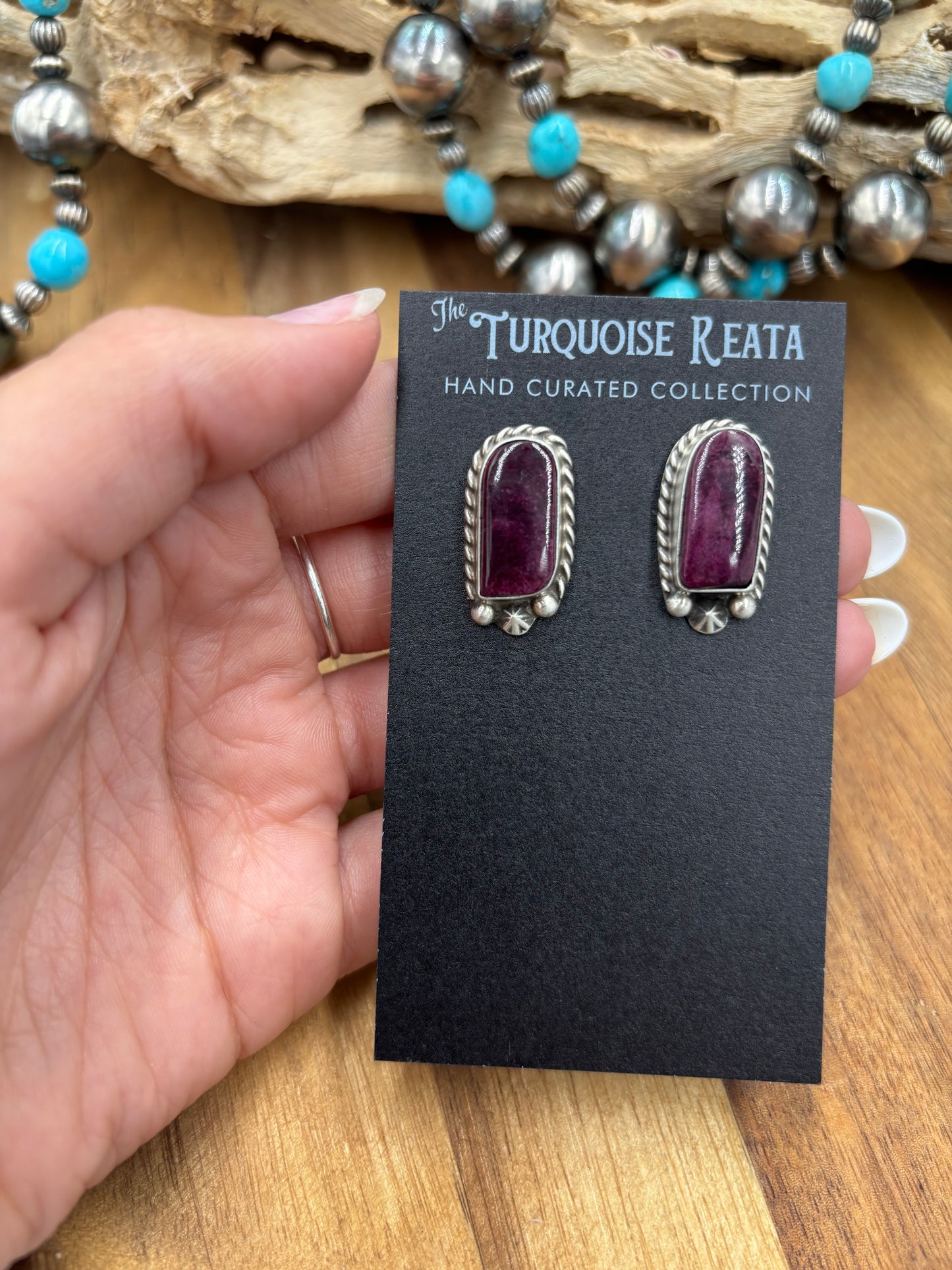 Purple Spiny #826-8D Earrings by Chassity Belone, Navajo