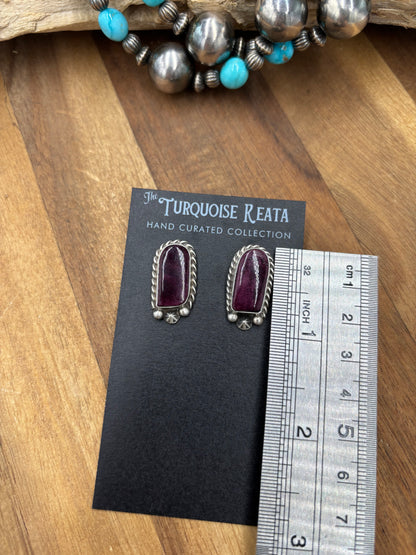 Purple Spiny #826-8D Earrings by Chassity Belone, Navajo