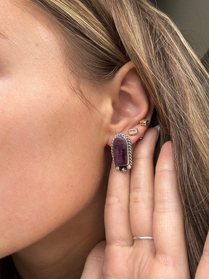 Purple Spiny #826-8D Earrings by Chassity Belone, Navajo
