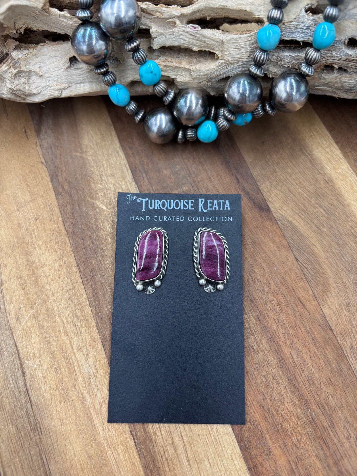 Purple Spiny #826-8E Earrings by Chassity Belone, Navajo