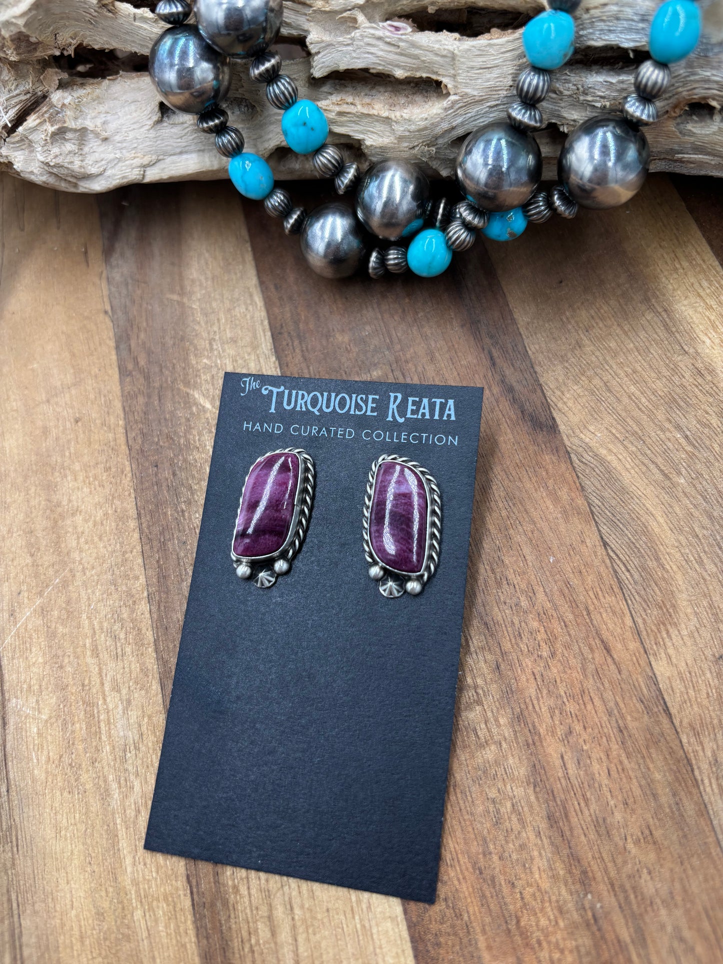 Purple Spiny #826-8E Earrings by Chassity Belone, Navajo