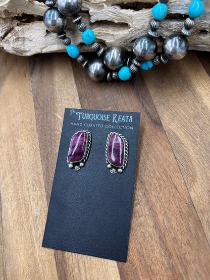 Purple Spiny #826-8E Earrings by Chassity Belone, Navajo