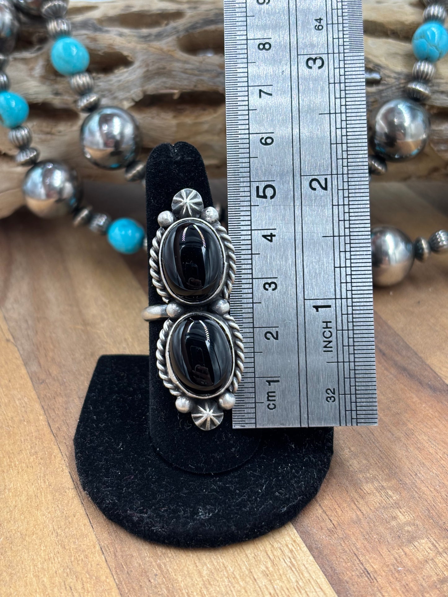 Black Onyx Adjustable Ring by Dixon, Navajo