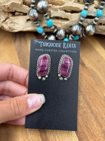 Purple Spiny #826-8E Earrings by Chassity Belone, Navajo