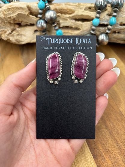 Purple Spiny #826-8E Earrings by Chassity Belone, Navajo