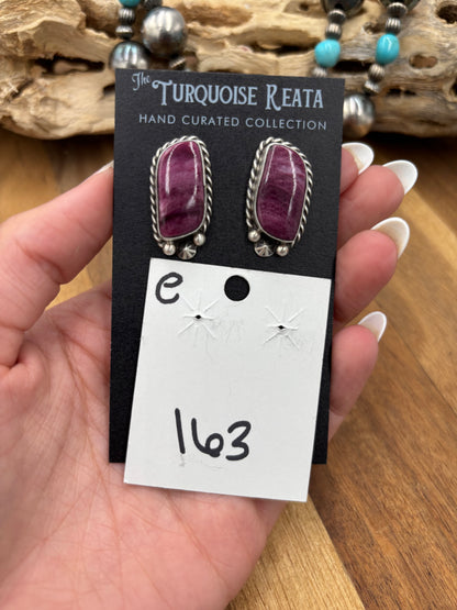 Purple Spiny #826-8E Earrings by Chassity Belone, Navajo