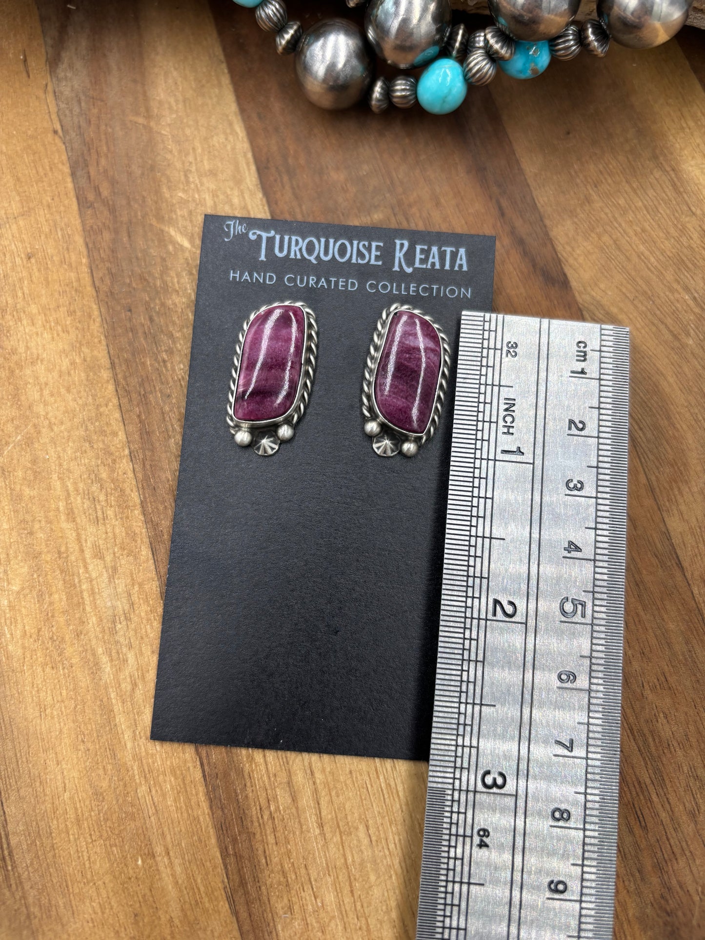 Purple Spiny #826-8E Earrings by Chassity Belone, Navajo