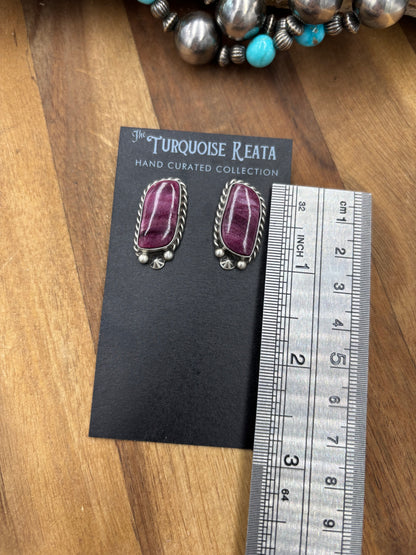 Purple Spiny #826-8E Earrings by Chassity Belone, Navajo