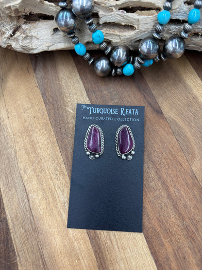 Purple Spiny #826-8F Earrings by Chassity Belone, Navajo