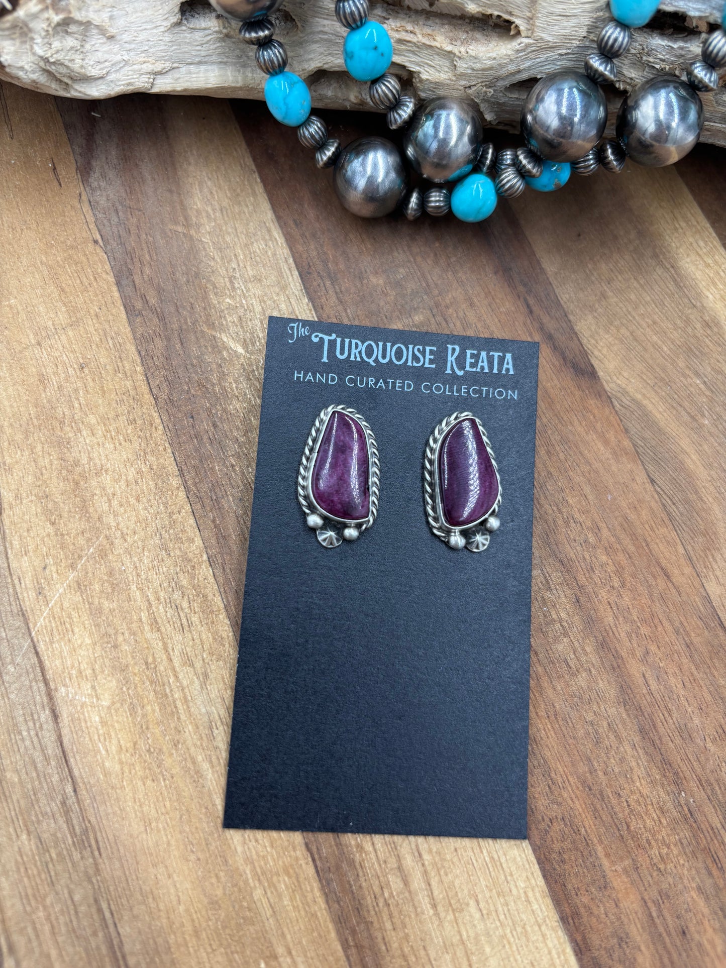 Purple Spiny #826-8F Earrings by Chassity Belone, Navajo