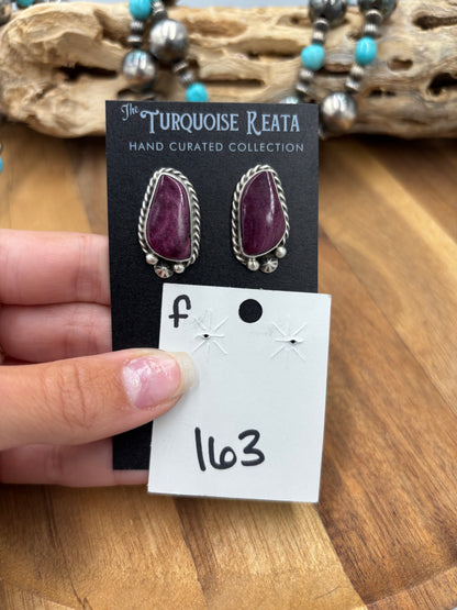 Purple Spiny #826-8F Earrings by Chassity Belone, Navajo